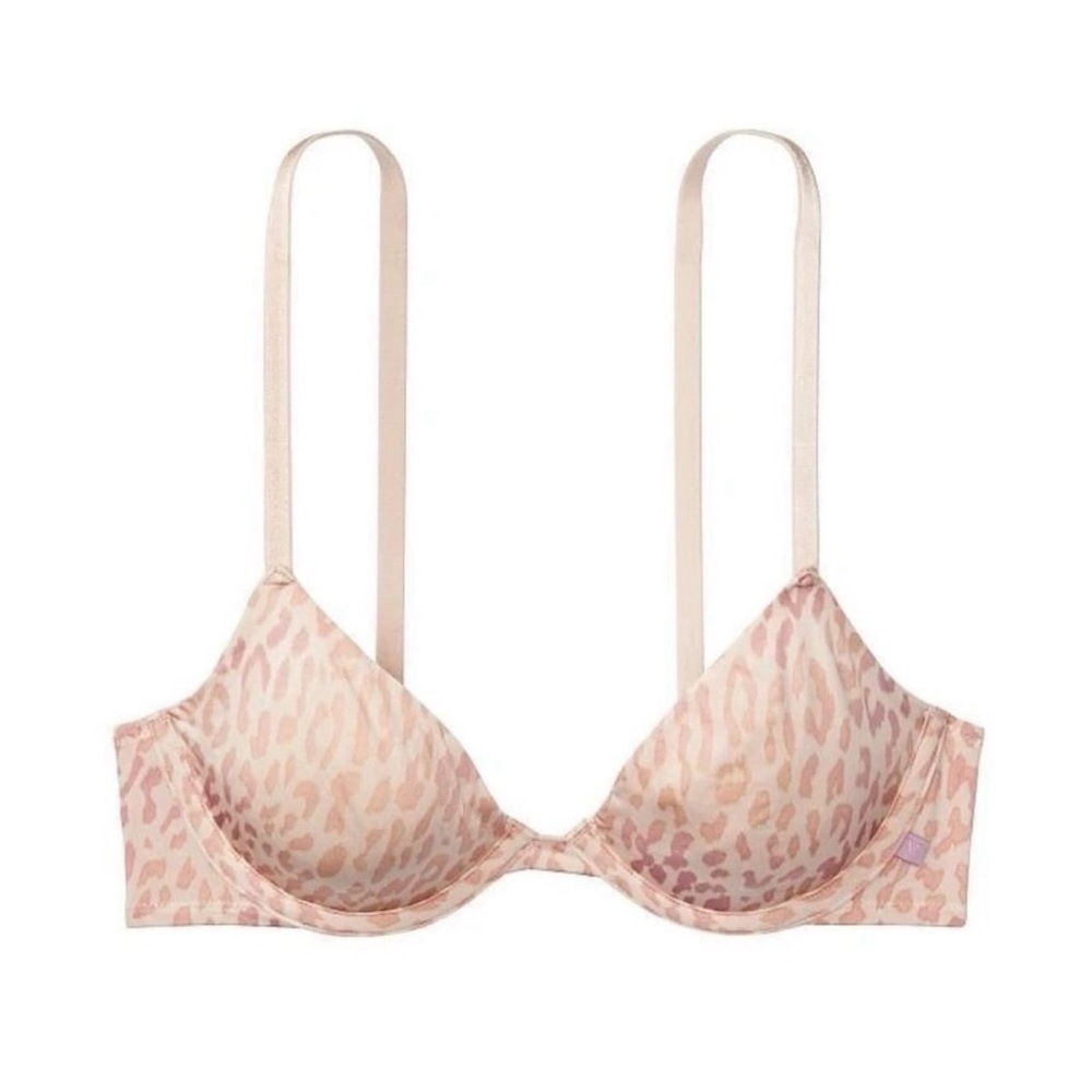 Victoria’s Secret Seamless Sexy Tee Unlined Light Pink Leopard Print T-Shirt Bra - Picture 2 of 3